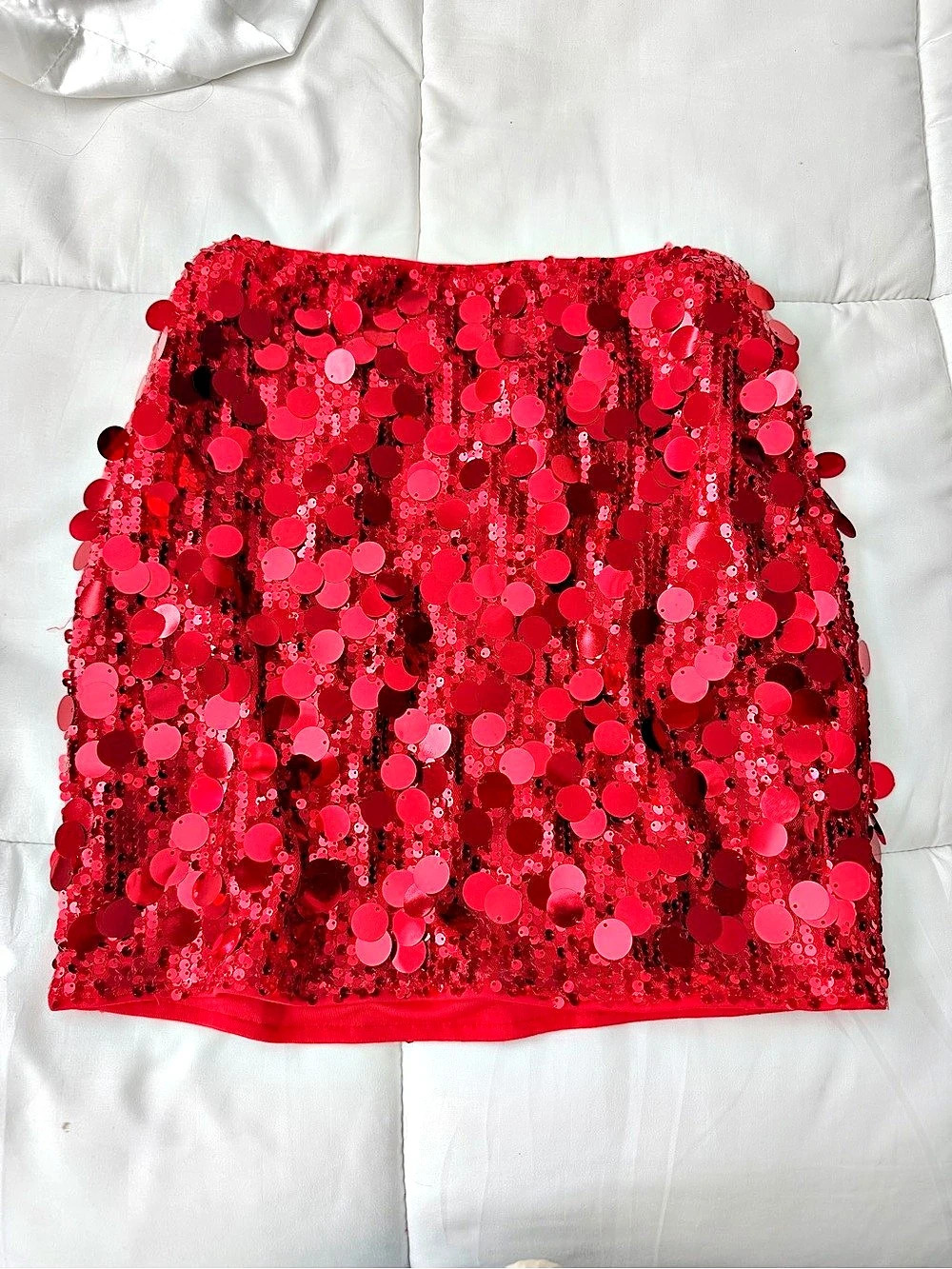 Red Sequin Mini Skirt Like New